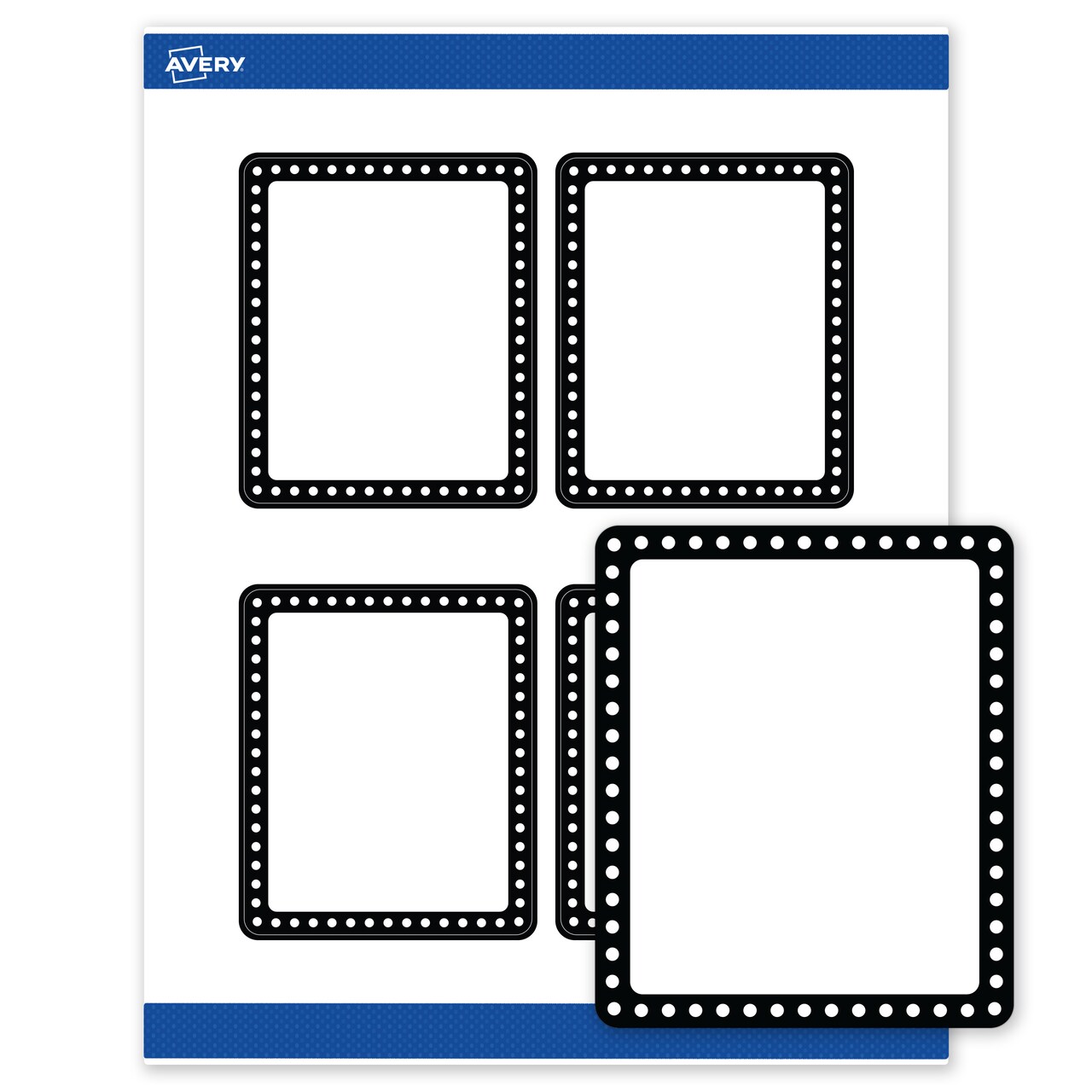 Avery Printable Rectangle Labels, Black and White Polka Dots, 4" x 3-1/3", Matte White Rectangle Labels, Permanent, Laser/Inkjet, 40ct, Great for Product Labels
